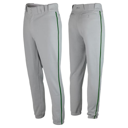 SSK Showcase Collection Flex Bottom Adult Baseball Pants | Adult Sizes Solid & Piped (US, Alpha, Medium, Regular, Regular, Grey/Forest)