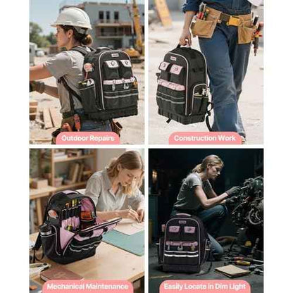 VEVOR Tool Backpack, 56 Pockets, Heavy-duty Tools Storage Organizer Work Bags Backpack with Laptop Compartment & Molded Base, Electrician Jobsite Backpack for Electrician, Repairman, and HVAC Techs