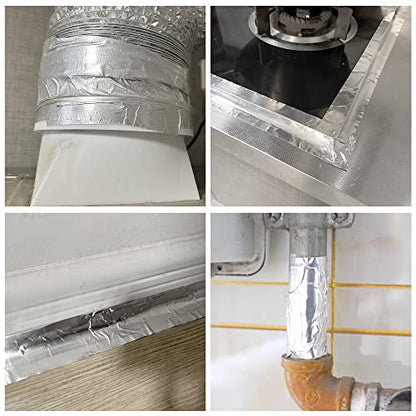 Aluminum Foil Tape - 2 Inch x 65 Feet, HVAC Tape Silver Metal Tape for Ductwork, Heavy Duty Duct Tape for Heat Insulation, Reflective Tape, Dryer Vents