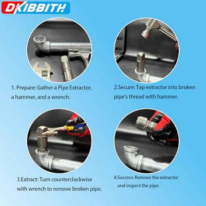 Pipe Extractor Set, 9-Piece Heavy Duty Steel Broken Pipe Extractors for Removing Damaged Threaded Pipes & Fittings from 1/8" to 1", with Durable Storage Case, Ideal Tools for Plumbers Mechanics DIY