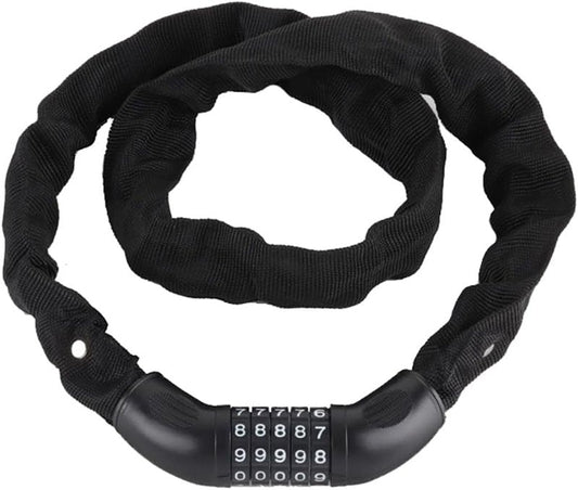 Heavy-Duty 5-Digit Combination Bike Lock - Resettable Anti-Theft Chain Lock | 3.2ft Length for Bicycle, Motorcycle, Scooter, Door, Gate