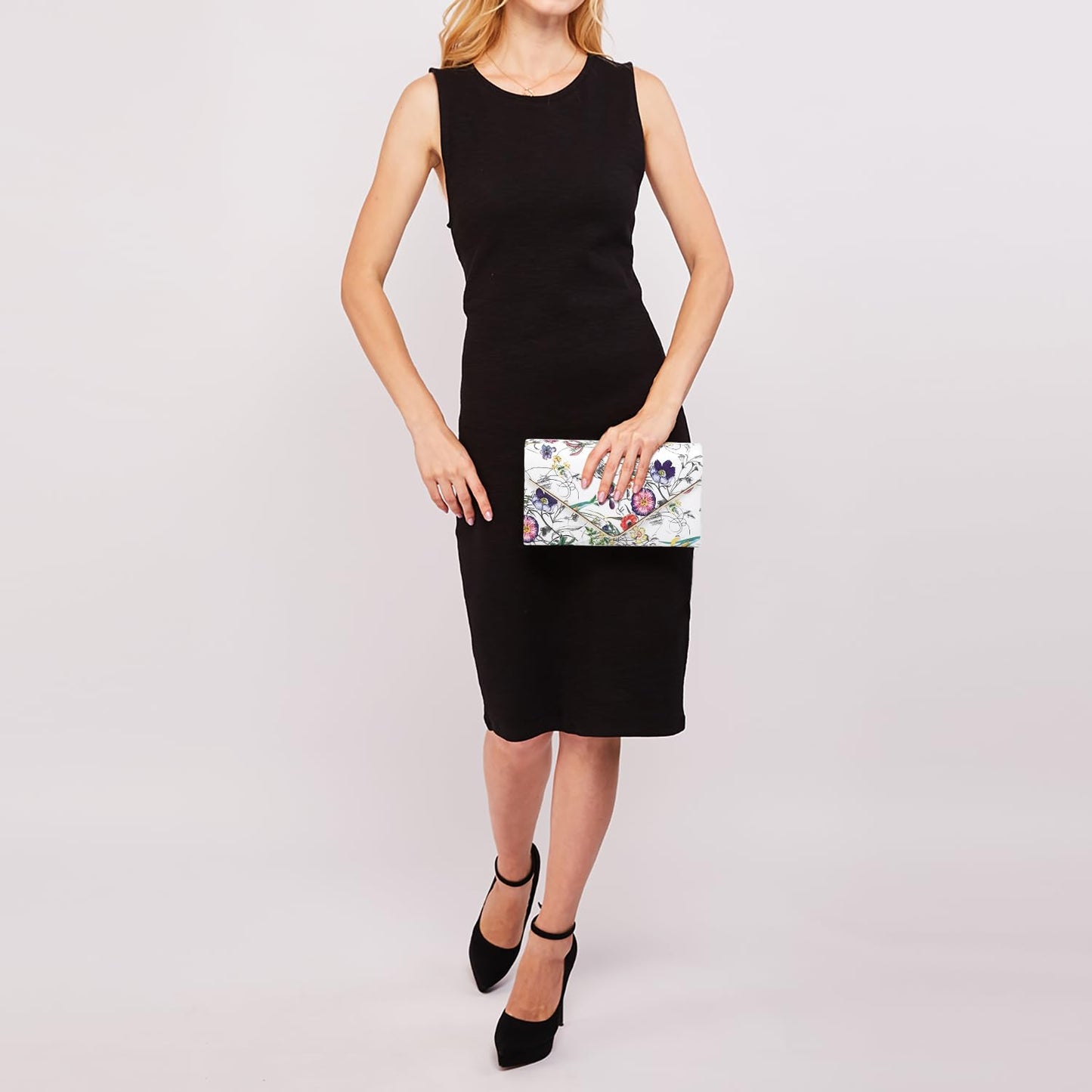 Dasein Women's Evening Clutch Bags Formal Party Clutches Wedding Purses Cocktail Prom Clutches (White Floral)