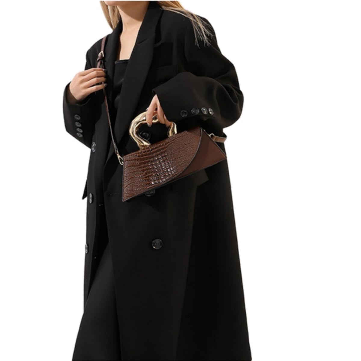 WIGUYUN Women Patent Leather Alligator Purse Crocodile Evening Handbag Clutch Bag Shoulder Cross Body Envelope Bag,Brown