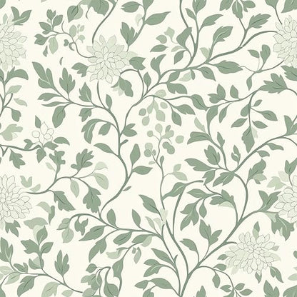 Leaf Peel and Stick Wallpaper Boho Contact Paper 17.3"x78.8" Green and Beige Floral Wallpaper Self Adhesive Removable Wall Paper Bathroom Decoration Wallpapers for Bedroom Vinyl Roll