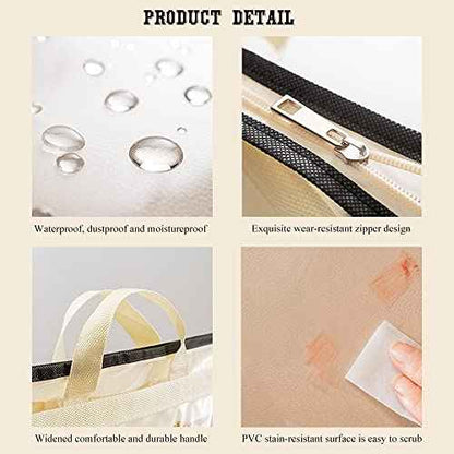 fazhongfa 6PCS Dust Bags for Handbags Clear Purse Storage Organizer Non-Woven Hanging Bag Closet with Zipper and Handle (XL Cream Color)