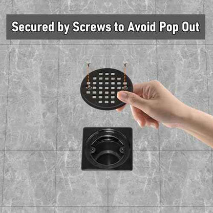 Shower Drain Kit 2 Inch Integrated Shower Flange Kit Compatible with Schluter Systems Kerdi Drain, ABS Shower Drain Base Flange with 304 Stainless Steel 4'' Drain Grate and Waterproof Seals