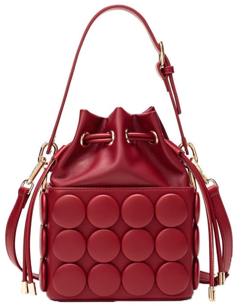 Women PU Leather Bucket Bags Vintage Hobo Shoulder Crossbody Handbag Chic Ladies Small Tote Purse Bag Work Travel