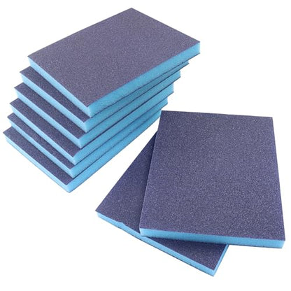 16 Pack Sanding Sponge, 120 Grit Washable and Reusable Sanding Blocks for Wood, Metal, Drywall, and More, Ideal for Flat and Irregular Surfaces, Robust and Versatile for Wet or Dry Use