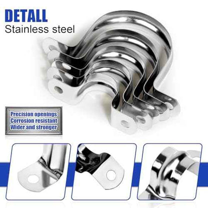 20Pcs 2 Inch Stainless Steel Conduit Clamps, 2 Hole Strap U Bracket Rigid Pipe Strap, Tension Clips U-Tube Clamp for Pipe Fixing on Various Surfaces