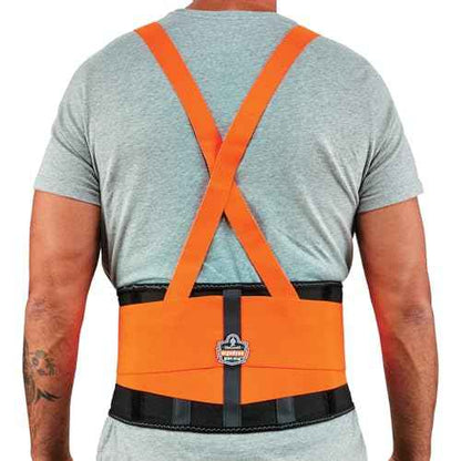 Ergodyne ProFlex 100HV Back Support Brace, High Visibility Support Belt, 8" Spandex Material, Removeable Straps