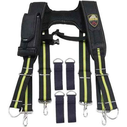 ZAKCO SSP424 Adjustable H Style Tool Belt Suspender. Tool Belt Padded Harness. Tool Belt Shoulder Straps. 1680D Polyester & Breathable. 4 Way Adjustable, Full, Black