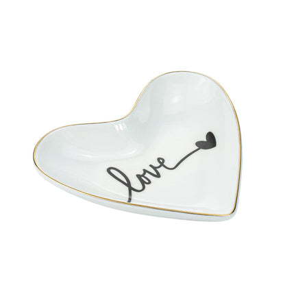 CHOOLD Original Ceramic Heart Shape Ring Dish Holder Jewelry Tray Dish Trinket Holder Jewelry Holder Home Decor Dish Wedding Birthday Xmas Gift