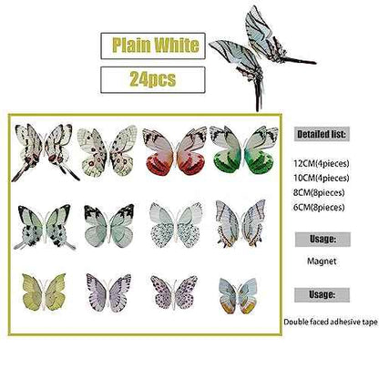 24pcs Butterfly Wall Decor,3D Butterfly Decals for Wall Sticker,Magnetic Butterflies Decor,Stickers for Kids Bedroom Party Wedding Crafts Decoration,Removable Mural Stickers Bedroom Decor