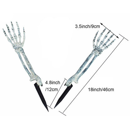 AOFOX Halloween Realistic Skeleton Stakes Zombie Ghost Arm Stake Severed Plastic Skeleton Hands Yard Signs for Lawn Stakes Garden Halloween Props Decoration(4 Pcs White&Black)