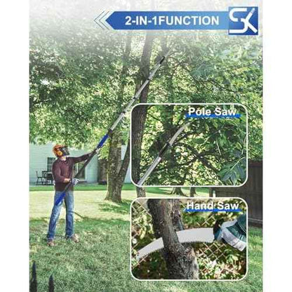 26FT Reach Pole Saws for Tree Trimming, Manual Pruning Pole Saw with 5-20FT Telescoping Extension Pole, Tree Pruner Tree Trimmer with 19" 3X Detachable Saw for Yard Garden Trees Palms Shrubs