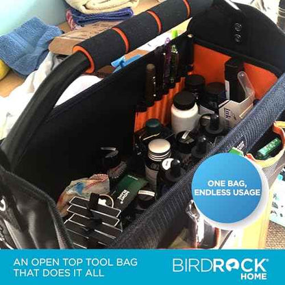 INTERNET'S BEST Open Top Electricians Tool Bag - Custom Electrician Organizer, Tool Carrier - 16 Pocket Utility Tool Box - Portable Shoulder Tote for Tech, Plumbers, Painters, Construction - 17 Inch