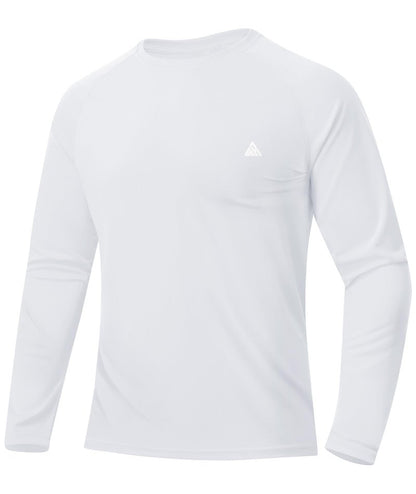 ZITY Men's UPF 50+ Sun Protection Shirts Long Sleeve Lightweight Rash Guard UV SPF Fishing Hiking Running Workout T-Shirt White