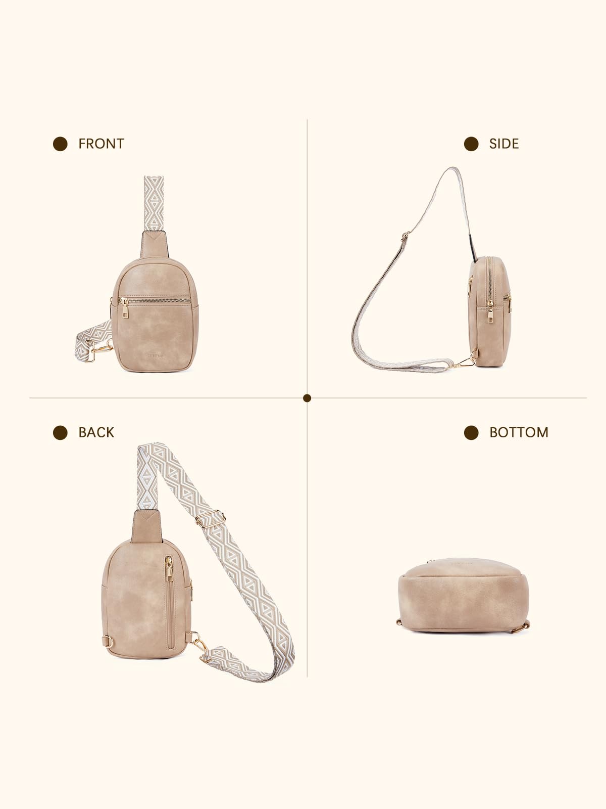Telena Crossbody Sling Bags for Women, PU Leather Fanny Packs Cross Body Bag for Woman