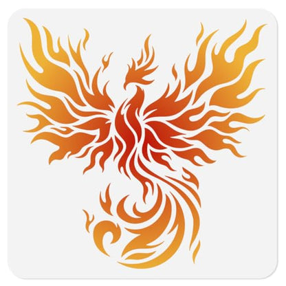 Fire Phoenix Bird Stencil for Painting, 11.8"x11.8" Plastic Winged Phoenix Stencil Drawing Template,DIY Craft Paint Template for Wall Home Decor Wood Burning Card Canvas Fabric Journal Paper