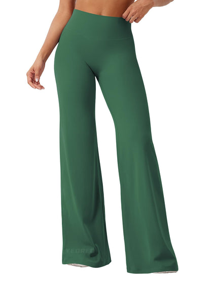 YEOREO Workout Leggings Womens No Front Seam Straight Leggings 35" High Waist Buttery Eddiy Gym Yoga Pants Dark Green M