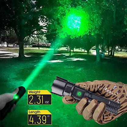 VASTFIRE USB-C Rechargeable Green Flashlight Zoomable 1000 Yard Pressure Switch Scope Rail Mount Hogs Predators Night Hunting