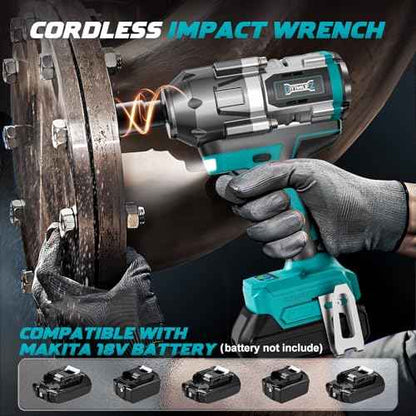 Cordless Impact Wrench 1/2 inch for Makita 18V Battery, 900Ft-lbs Brushless Electric Power Impact Driver Gun Tool, 2100RPM High Torque Impact Wrench with LED Work Light (Tool Only)