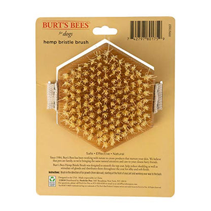 Burt's Bees for Pets Palm Brush with Hemp Bristles Best Ergonomic Dog Brush To Groom Large Dogs Easy to Hold Dog Brush Handle Reduces Stress On Your Wrist Ideal for Daily Grooming (Pack of 1)