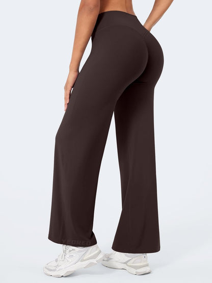 YEOREO Workout Leggings Womens No Front Seam Straight Leggings 29" High Waist Buttery Eddiy Gym Yoga Pants Dark Brown M