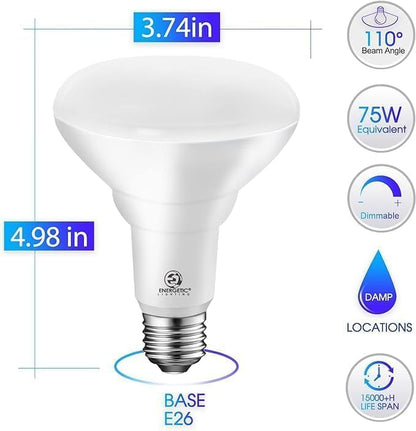 Energetic BR30 LED Recessed Light Bulb, 9W=75W, 5000K Daylight, 900LM, Dimmable Ceiling Flood Light Bulb for Cans, CRI80+, 20Pack
