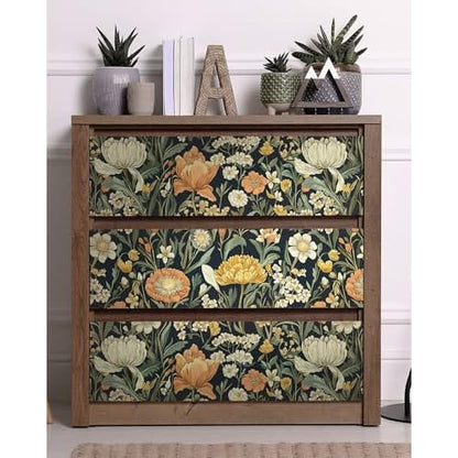 Safiyya Floral Peel and Stick Wallpaper Boho Contact Paper Peel and Stick 17.3"x 78.7" Black Wall Paper Self Adhesive Wildflower Farmhouse Removable Wallpaper for Bedroom Bathroom Vinyl Roll