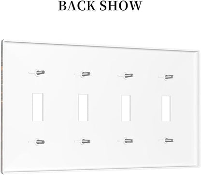 City Light Moon Bus Abstract Art Light Switch Covers Quad Toggle 4 Gang Wall Plate Decorative Switchplate Electrical Faceplate for Farmhouse Bathroom Living Decor