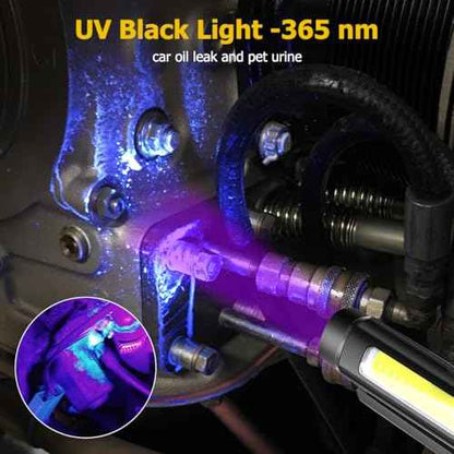2pcs Pen Flashlight - Led Rechargeable Bright Pen Light with 365nm UV Black Light Pocket Flashlight with Clip Small Magnets EDC COB Torch for Emergency Repair Outdoor Camping