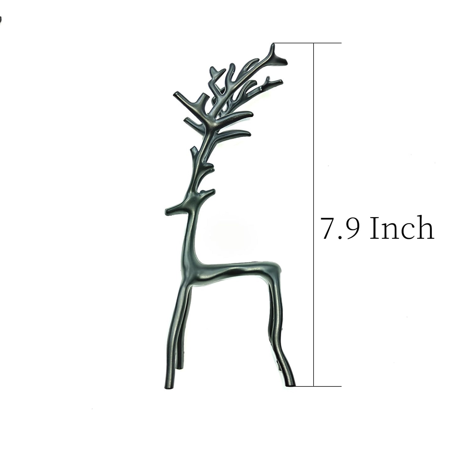 Two-Piece Set of Black Reindeer Statues,Modern Metal Ornaments,Elegant Indoor Festive Table Settings, Suitable for Fireplace mantels, Living Rooms, bedrooms, Offices, and Other Home décor.
