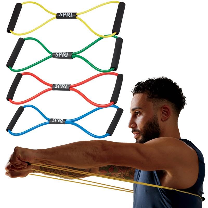SPRI Ultra Toner Figure 8 Resistance Band with Padded Handles Great for Stretch, Exercise, Fitness Training, Yoga, Resistance Weights, Therapy, Gym or Home Workout Equipment.