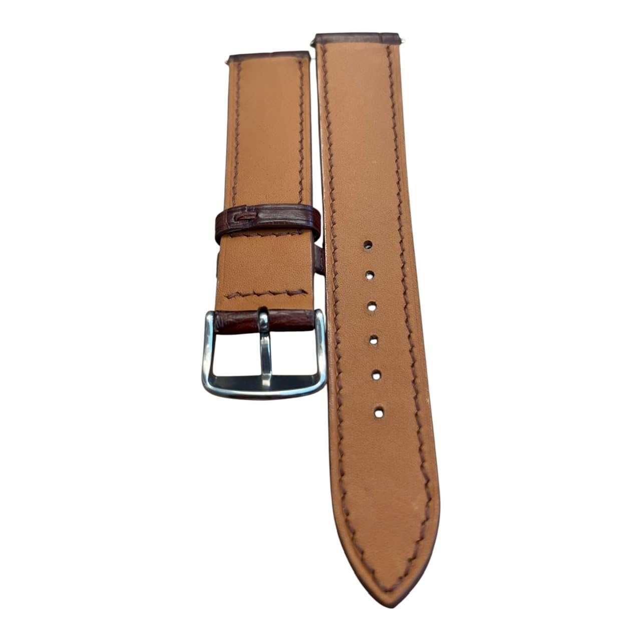 Quick Release Genuine Alligator Leather Watch Strap Band, Real Crocodile Skin Watch Band Business Casual Universal Genuine Leather Watch Strap Replacement Band Strap Men Women (Brown Alligator Belly Leather, 20mm/18mm)