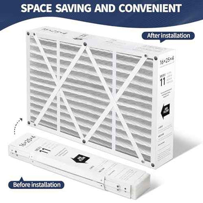 16x25x4 AC Furnace Air Filter Compatible with Honeywell FC100A1029, MERV 11 HAVC Filter Replacement, Actual Size:15.94"x24.86"x4.38", Pack of 2