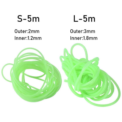 5M Green Soft Silicone Fishing Night Luminous Tube Fluorescent Deep Sea Boat Fishing Glow Rig Hook Line Accessories(S)