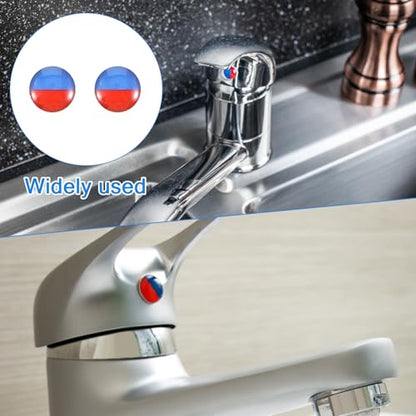40 Pcs Hot and Cold Stickers, Waterproof Faucet Stickers Hot and Cold Water Indicator, Self-Adhesive Faucet Labels for Kitchen Bathroom Shower Panel Faucets