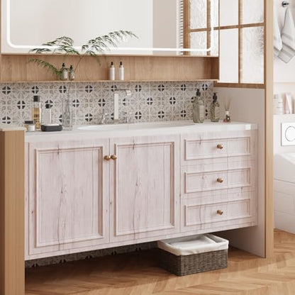 CRE8TIVE Coastal White Wood Contact Paper for Cabinets Drawers Thick Wood Peel and Stick Wallpaper Textured Self Adhesive Waterproof Countertop Contact Paper for Bedroom Kitchen Vinyl Wrap 12"x80"