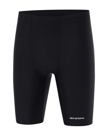 DEVOROPA Boys' Swim Jammers Youth Competitive Swim Team Suit Quick Dry Athletic Swimming Shorts UPF 50+ Black XS