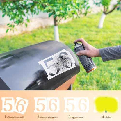 20pcs 4 Inch Plastic Number Stencils (0-9) for House Numbers, Reusable Curb Stencil Kit for Address Painting, Mailbox, DIY Spray Paint Stencil for Wall, Wood, Fabric, Sign