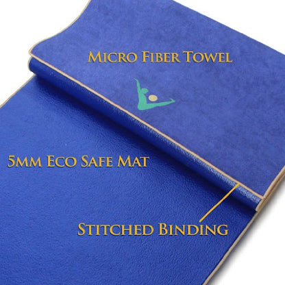 AURORAE Synergy 2in1 Hot Yoga Mat with integrated Non Slip Microfiber Towel. No Slipping No Bunching/Odor Patent Protected, Machine Washable