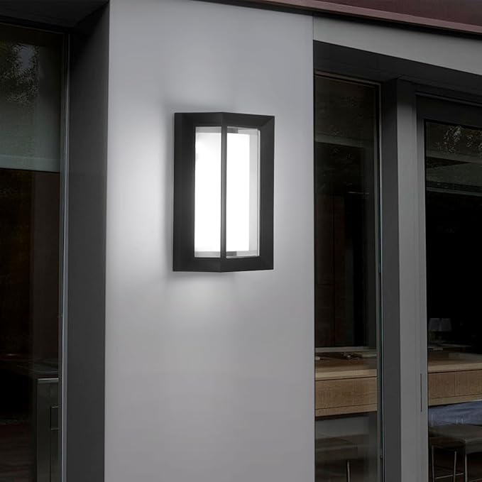24W Porch Lights Outdoor 2160LM Modern Exterior Light Fixtures 3CCT 3000K/4000K/6500K Black Outdoor Wall Light LED Wall Mount Sconces for Garage Front Door Porch Hallway Doorway 2 Pack