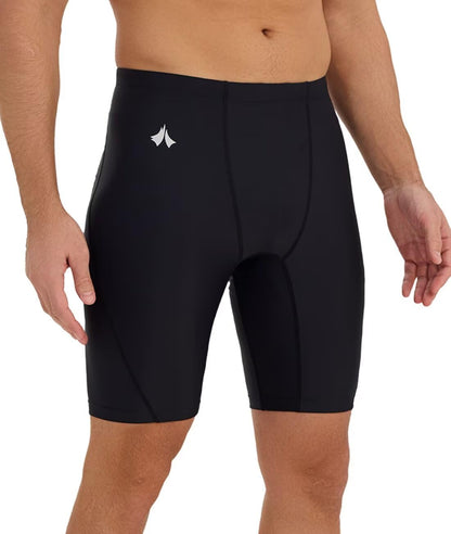 Eteoepo Swim Jammers for Men Athletic Training Endurance Swimsuit Durable Team Lap Swimming Racing Competition Swimwear(Black01,M)