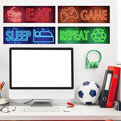 Neon Video Game Wall Decal Gaming Wall StickerDecor Boy Gamer Wall Stickers Game Decor for Boys Room Video Game Art Gaming Pictures for Playroom Decor