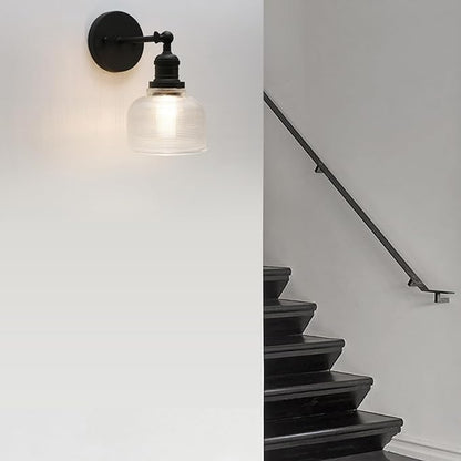Pathson Vintage Wall Sconce Lamp with Clear Glass, Adjustable Hardwired Wall Vanity Light for Bathroom Living Room Farmhouse Bedside Lighting