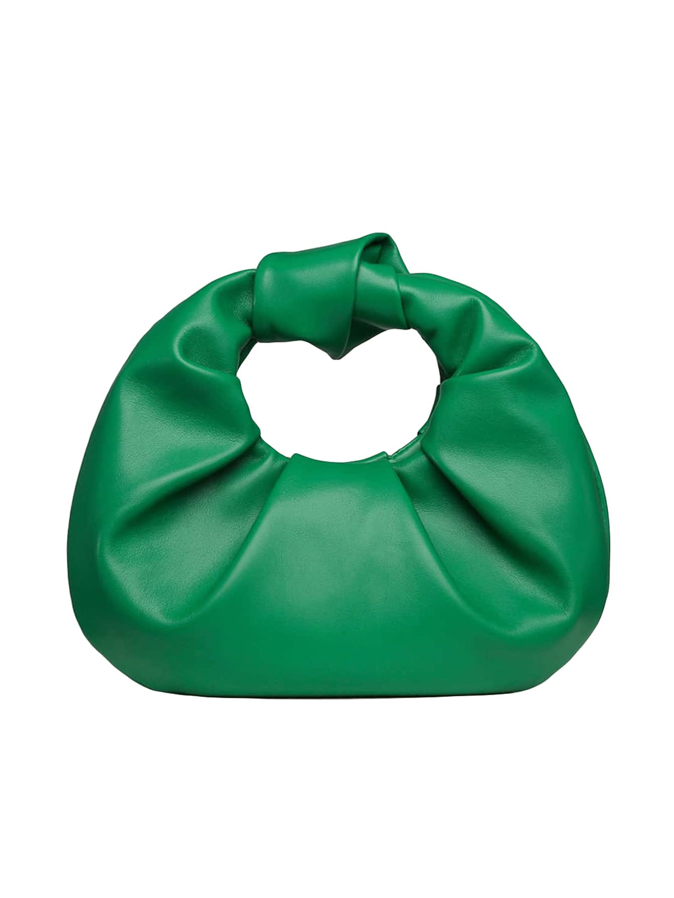 Verdusa Women's Ruched Evening Bag PU Leather Clutch Purse Trendy Small Hobo Handbag Wedding Guest Bags Green One Size