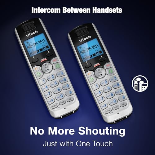VTech Accessory Handset for DS6151 Series with 2-Line Cordless Phone, Suitable for Small Business or Home, Answering System, Expandable up to 12 Handsets, Intercom, Conference | DS6101 (Black/Silver)