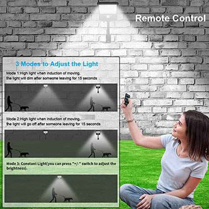 Aqonsie Solar Lights Outdoor with Remote, 180¡Æ Adjustable 56LED Solar Flood Light, Outside Security Motion Sensor Lights Outdoor with 3 Lighting Modes for Backyard,Gutter,Garden,Front Door 4 Pack