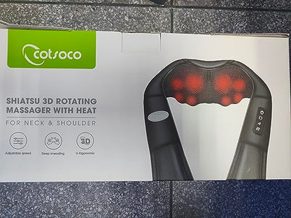 cotsoco Neck Massager,Shiatsu Shoulder and Back Massager with Heat, Electric Deep Tissue Massage Pillow for Body Muscle Pain Relief,Best Gifts Mom Dad Women Men,Home, Office Car Use